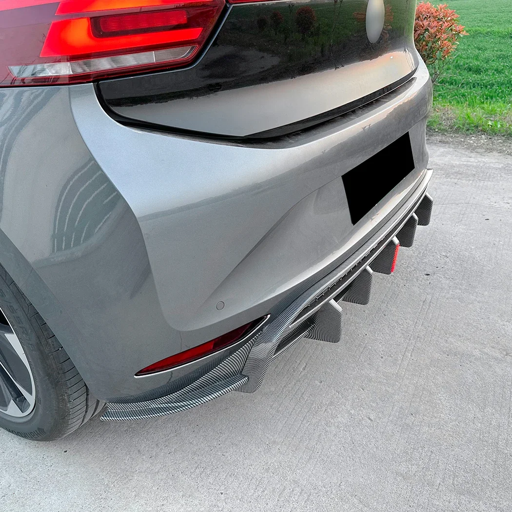 For Volkswagen VW ID.3 2019 Rear Bumper Diffuser Lip With Light Bodykits Deflector Tuning ABS Plastic Trim Gloss Black ABS