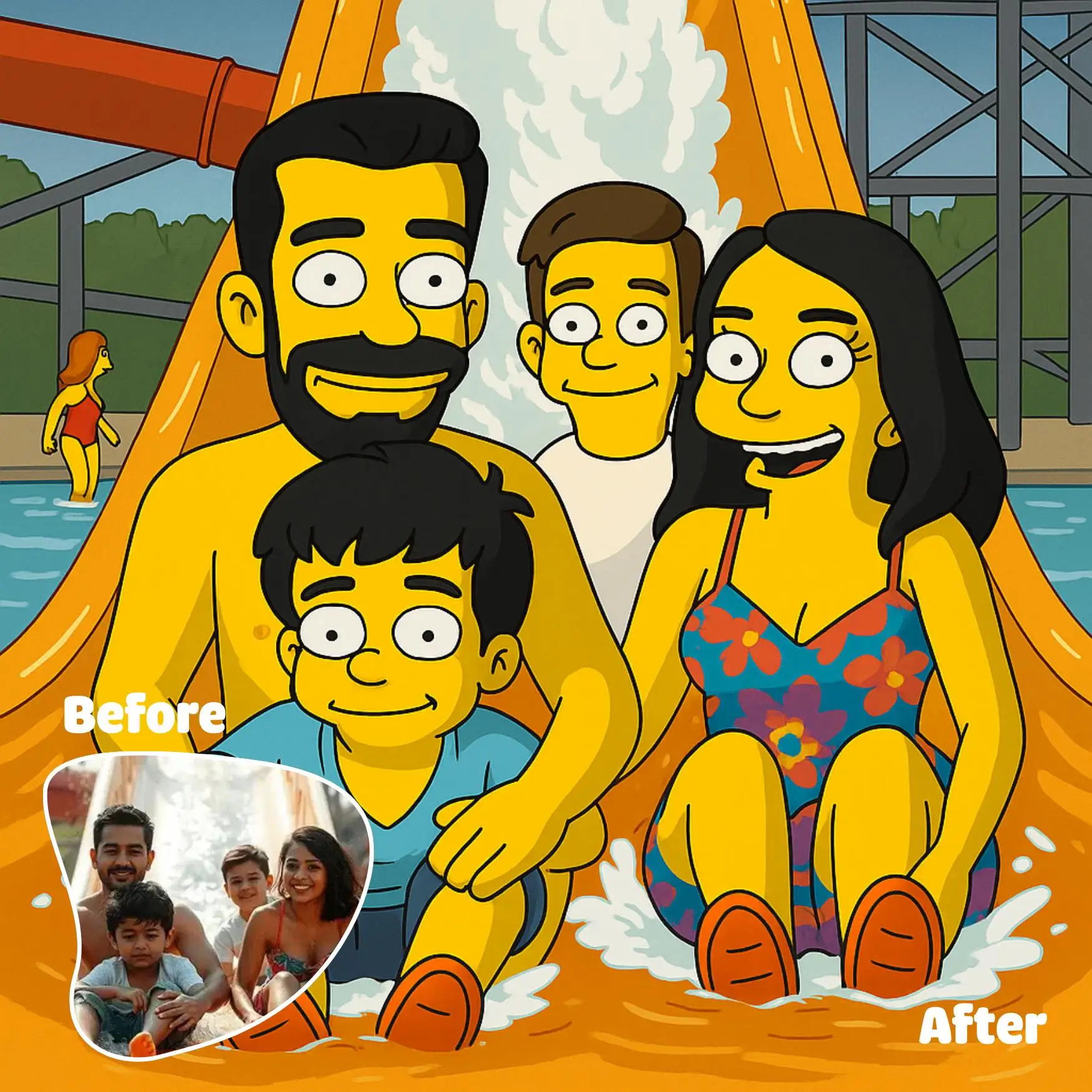 Custom Your Simpsons Family Portrait Personalized Cartoon Drawing from Couples Famliy Photo For Home Decor Unique Gift Idea