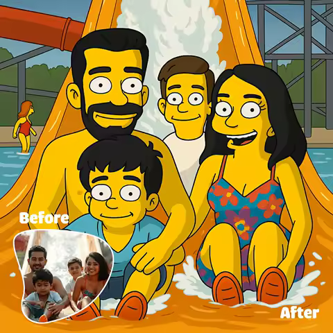 Custom Your Simpsons Family Portrait Personalized Cartoon Drawing from Couples Famliy Photo For Home Decor Unique Gift Idea