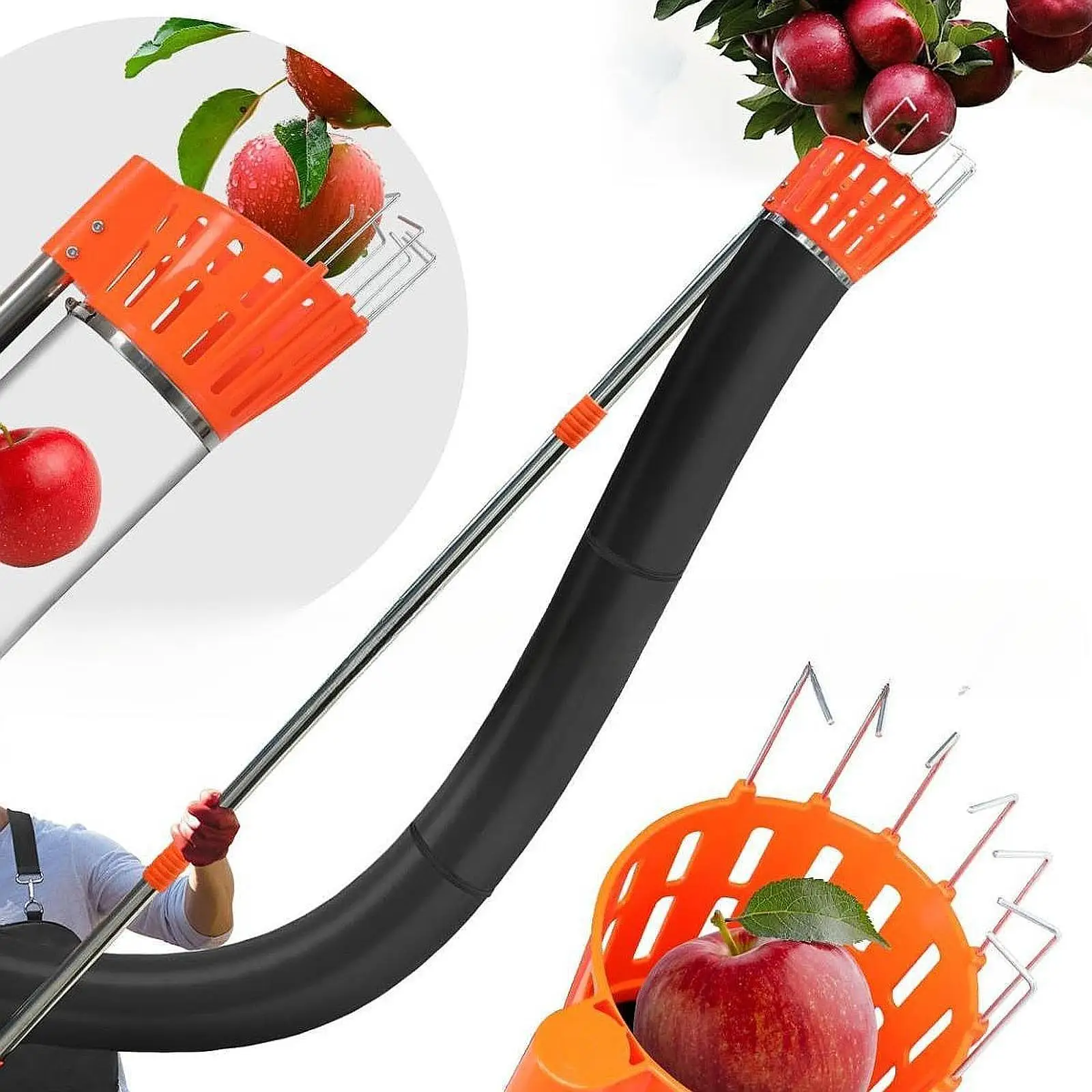 Pólo selecionador de frutas de 13 pés, agarrador de frutas com saco de colheita, ferramentas manuais leves de jardim para manga, colheita contínua de limão