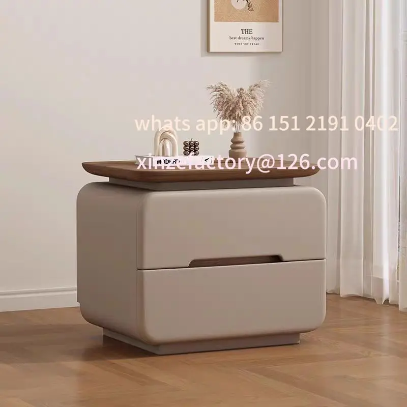 Customizable Winter Simple Cream Modern Small Bedside Table Bedroom Solid Wood New Light Luxury Storage Locker