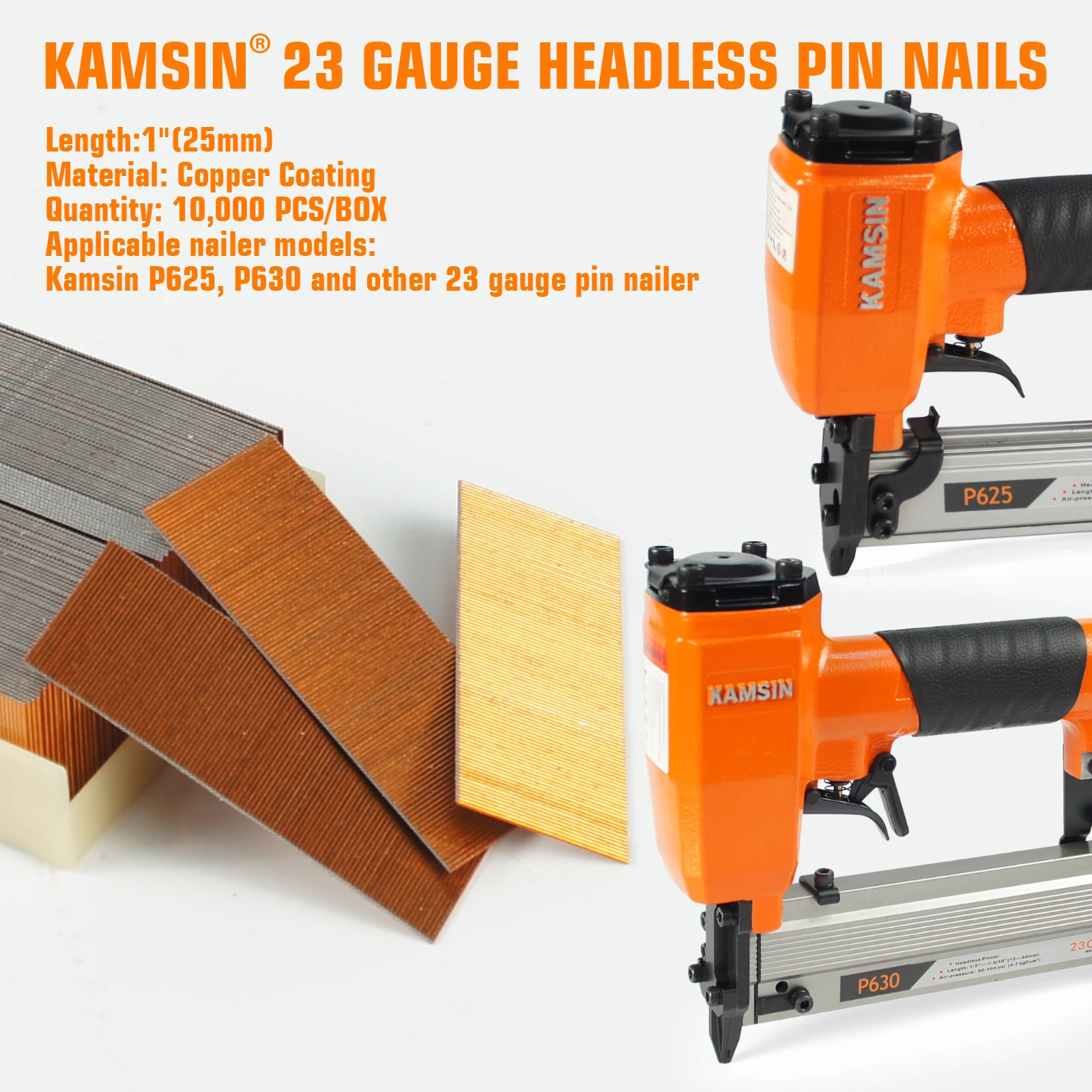 P625 P625SS Headless Pin Nails, 23 Gauge 1'' (25mm) Leg Length, Pin Fasteners for Pin Nailer ,Headless Pin Nailer,Cabinet