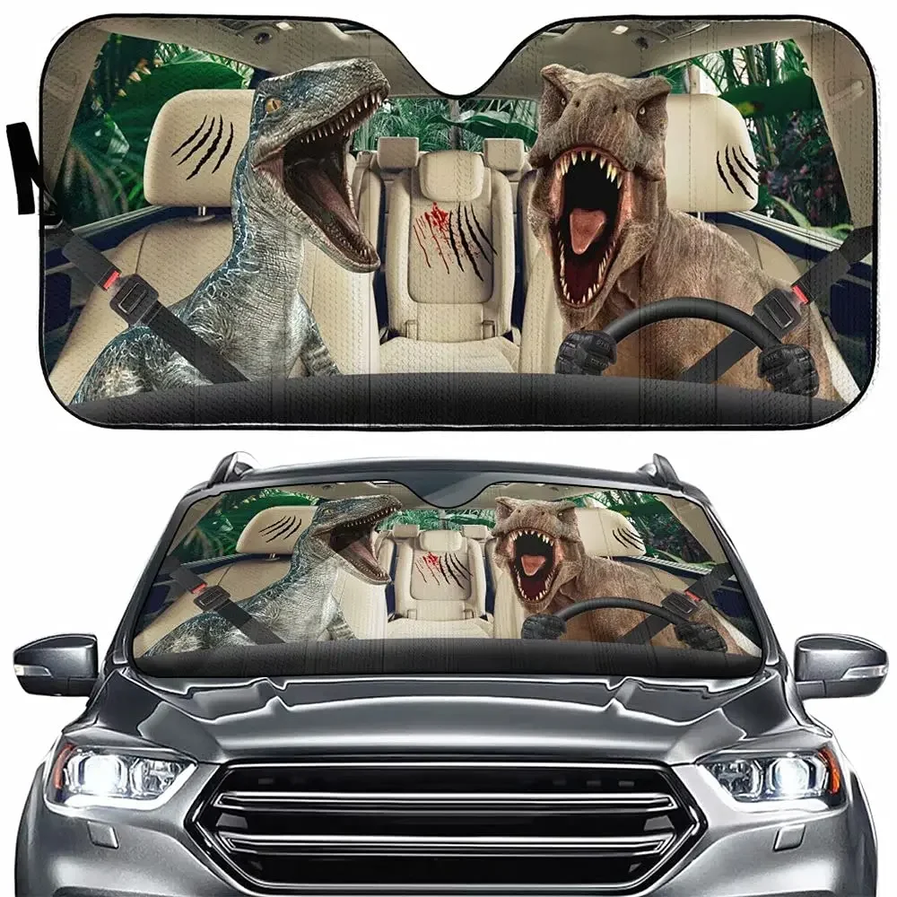 Car Sunshade Dinosaur Driving Auto Breeze Sun Shadow Forest Animal Folding Sunshade Visor Protector for Car Sunshade