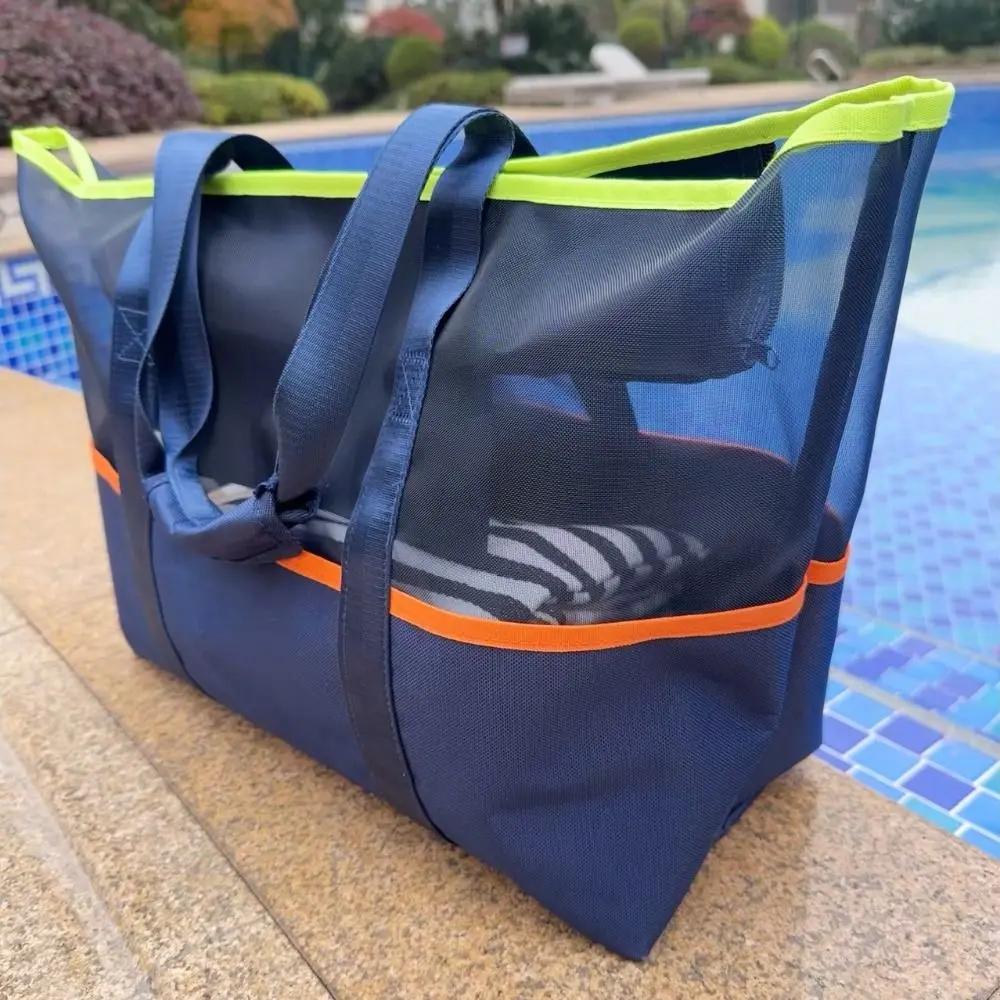 

Multi-Pocket Mesh Beach Bag Large Capacity Foldable Toiletry Organizer Storage Bag Lightweight Portable