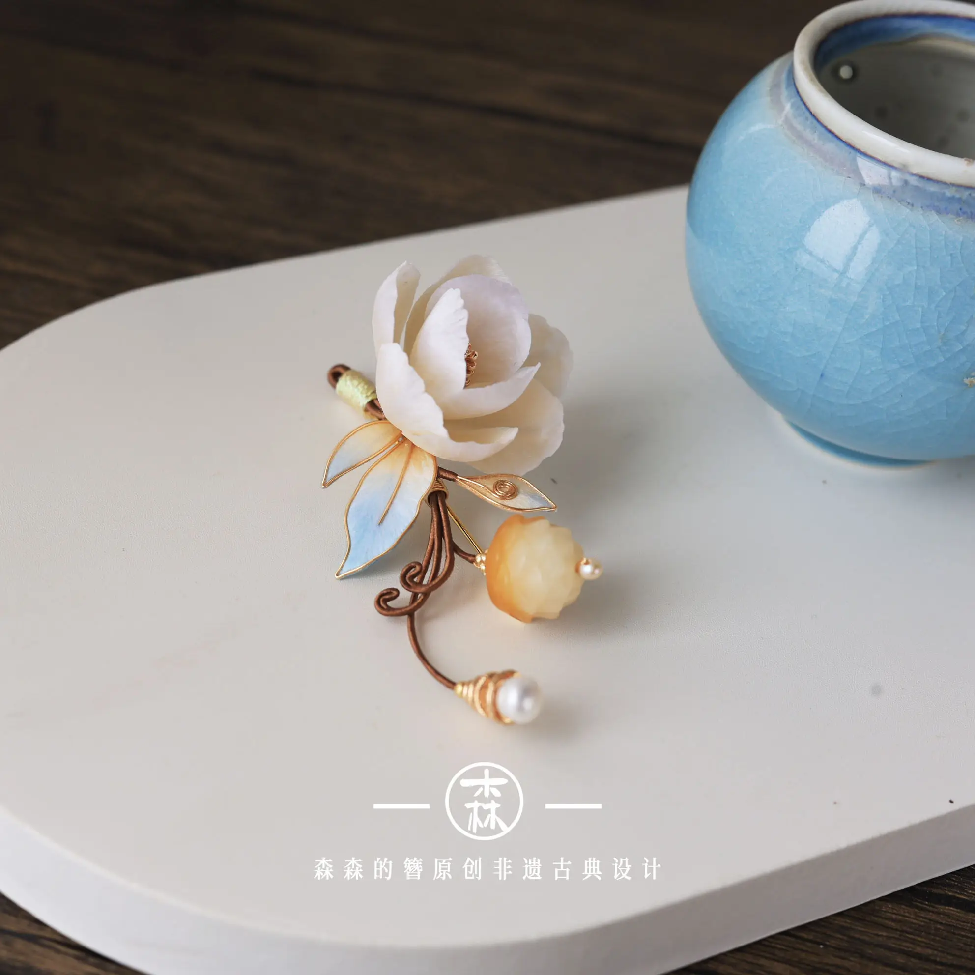 Intangible Cultural Heritage Velvet Flower Brooch | Little Camellia, Original Chinese Style Classic Gift & Cheongsam Accessory