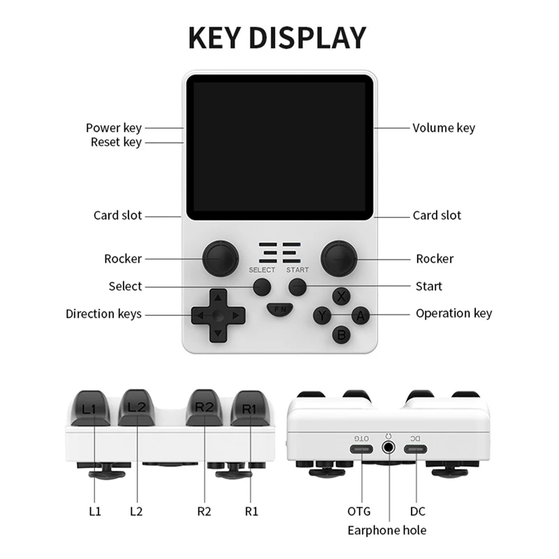 Rgb 20S Retro Game Console Handheld Video Game Console 16G + 32G 3.5 Inch Ips Scherm Open Source Systeem Duurzaam (Geel)