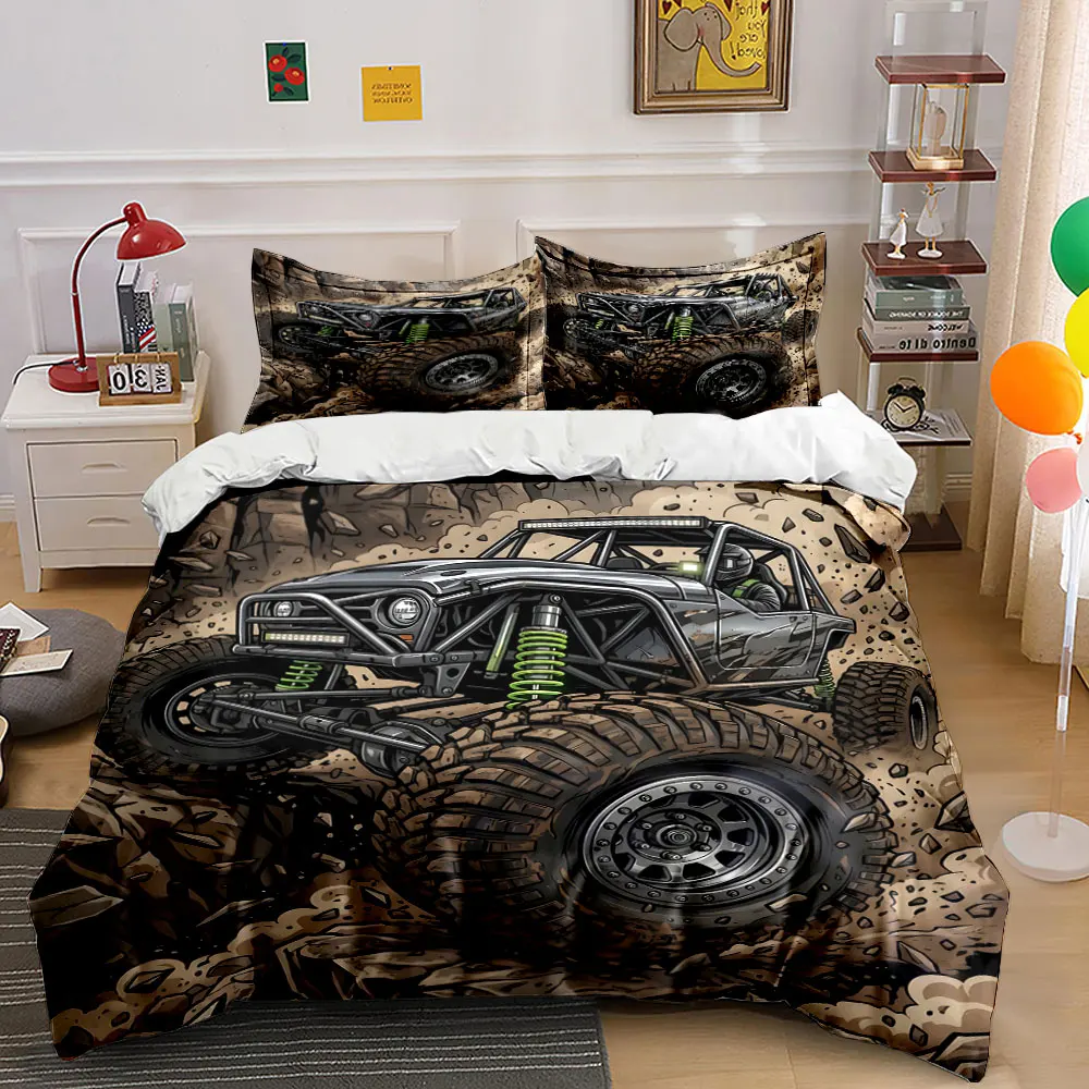 Rock crawler conquering rugged terrain Print Bedding Set 1 Duvet Cover 2 Pillowcases for Adult and Children Luxury Gift