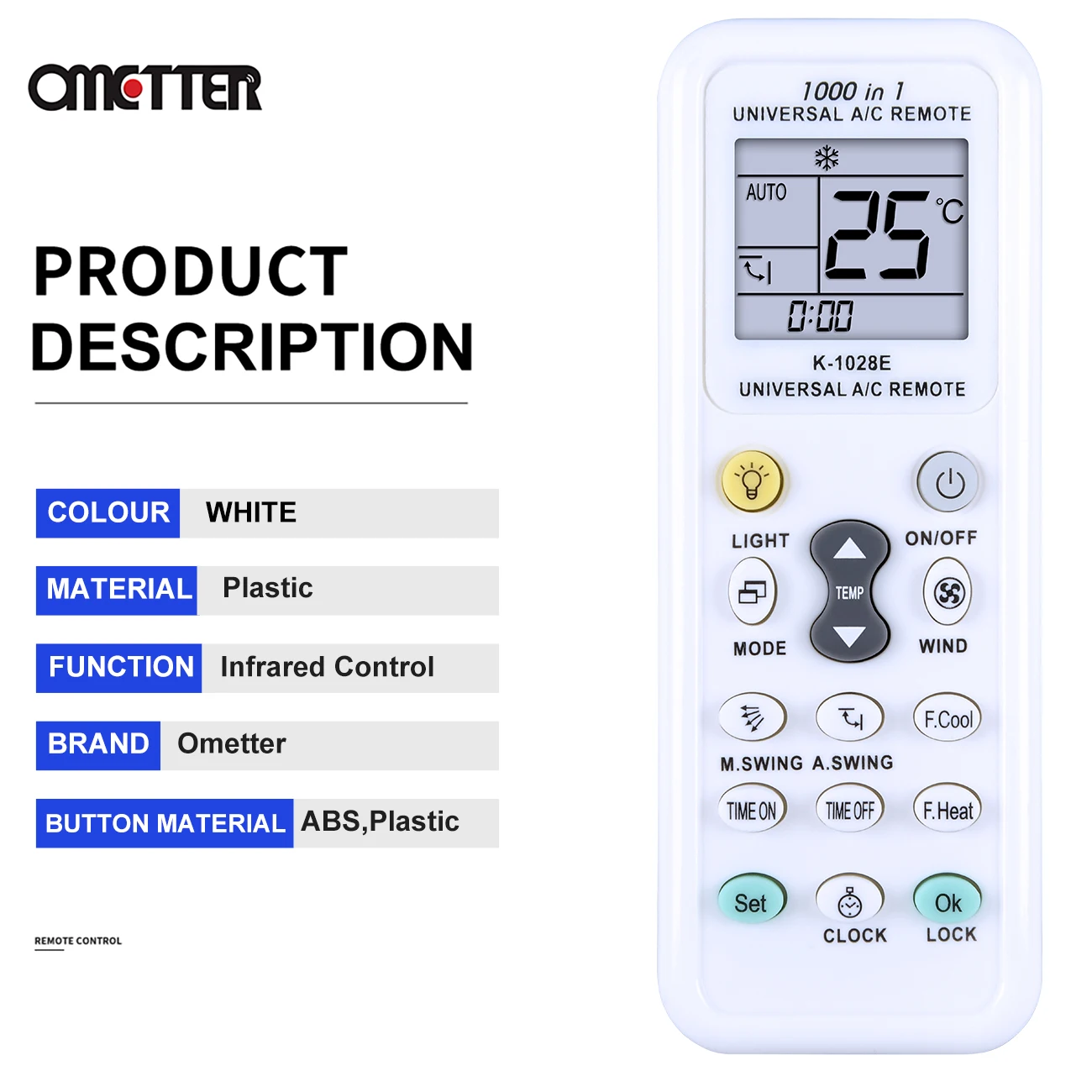 Universal K-1028E Low Power Consumption K-1028E Air Condition Remote LCD A/C Remote Control Controller
