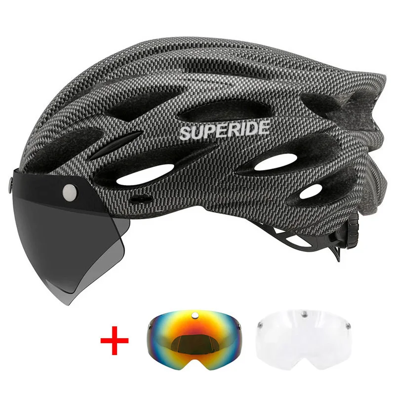 SUPERIDE Fahrradhelm für Herren und Damen, mit magnetischer Schutzbrille und Sonnenblende, Sport, ultraleicht, Rennrad, MTB, Fahrradhelm