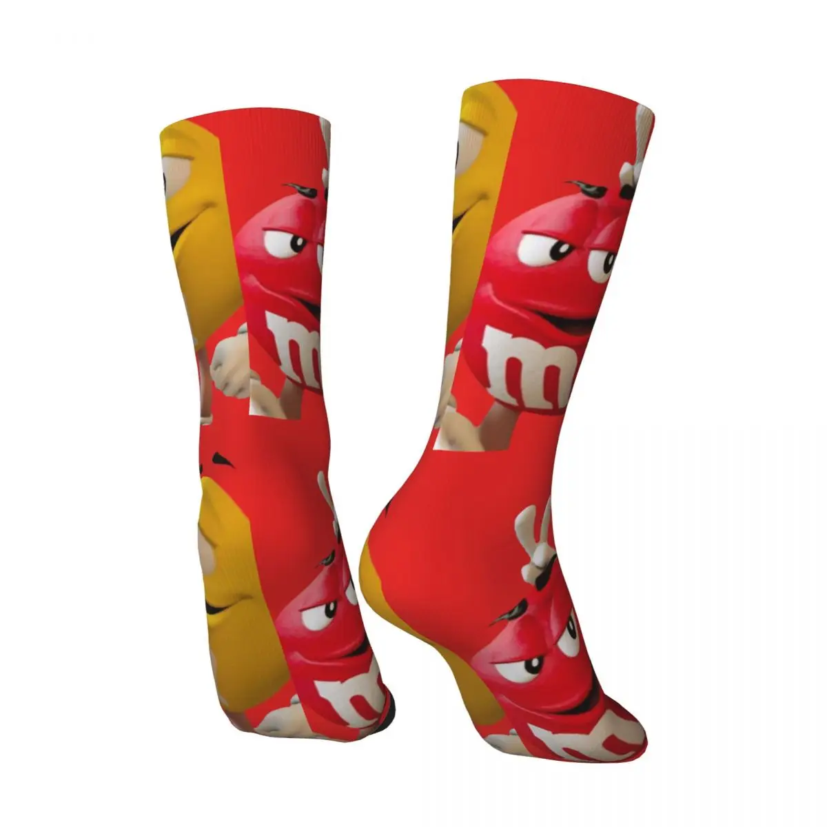 Happy Funny Men's compression Socks Funny Red Yellow M Vintage Harajuku M Chocolate Hip Hop Novelty Casual Crew Crazy Sock