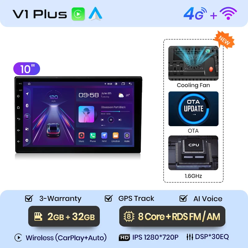 Junsun 7 9 10 Inch Universele Carplay Android Auto Autoradio Voor Vw Fiat Renault Nissan Hyundai Gps Multimedia Autoradio Stereo