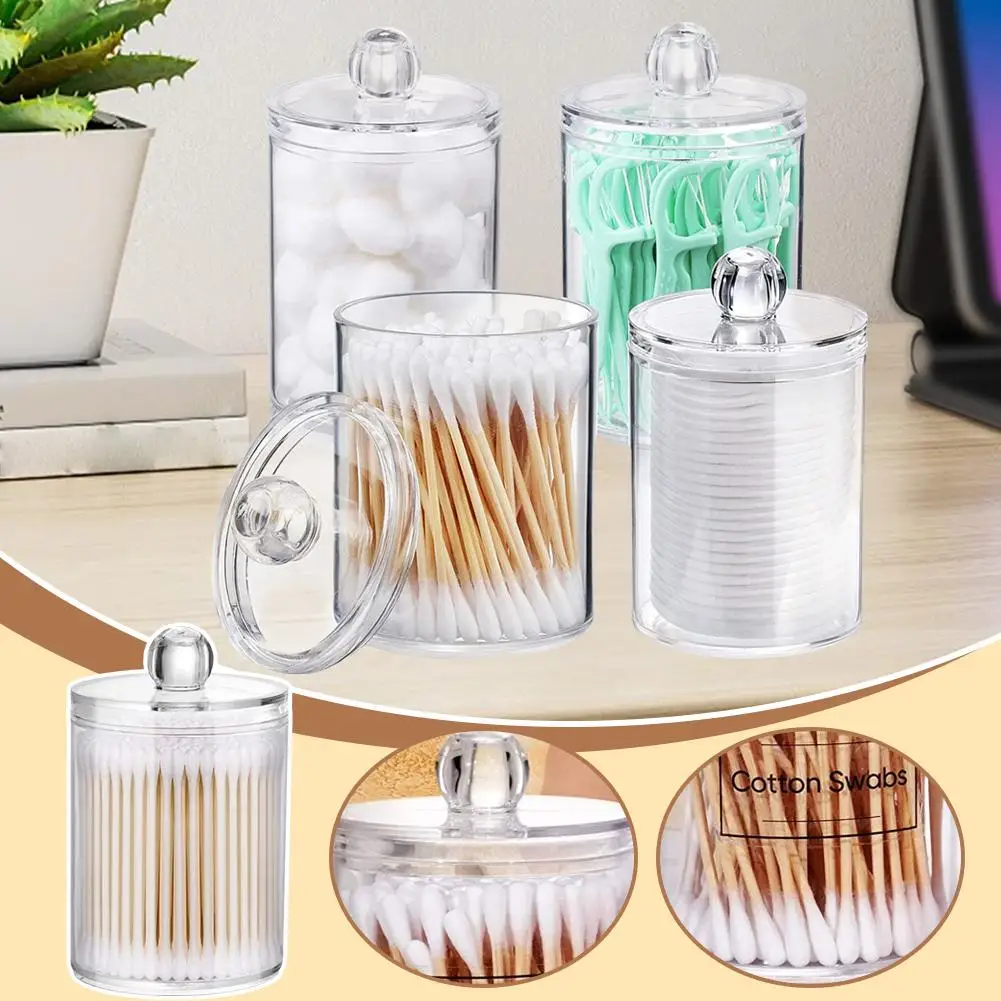 1/2/3/5pcs Makeup Organizer Cosmetic Storage Box Organizador Cotton Swab Holder Cotton Pad Box Clear Plastic with Lid Dust-proof