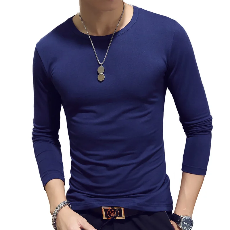 2023 MRMT Brand New Men's T-Shirts Long Sleeve Slim Men T-Shirt Young Man Pure Color Tops Tees Shirt O-Neck For Male,Boys Tshirt