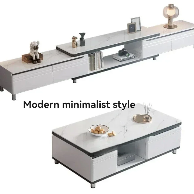 Modern Minimalist Living Room Household TV Cabinet, Floor Standing Retractable TV Cabinet, Coffee Table, Tea Table Combination