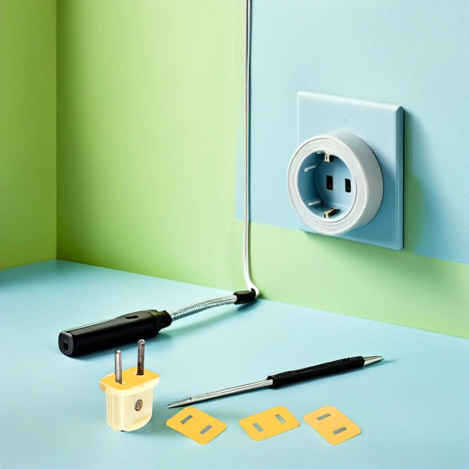 

100Pcs Us Standard Plug Fix Double Sided Adhesive Tape Heavy Duty Waterproof Mounting Tape for Electronics Kitchen Bathroom Anti