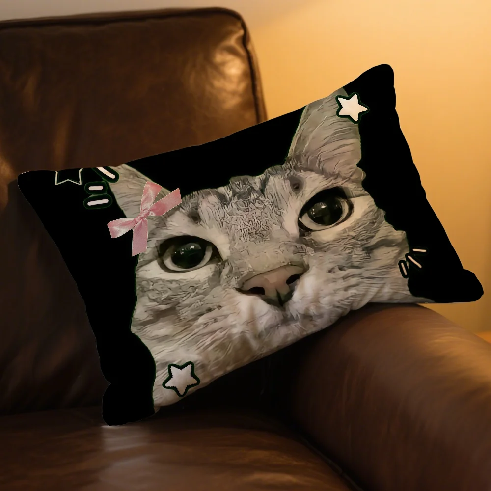Kissenbezug Rechteckiger Kissenbezug mit Wassermelonen-Druck für Bett, Sofa, Zimmer, Lustige Katze, Witzige Heimdekoration Kissenhülle – Detail 5