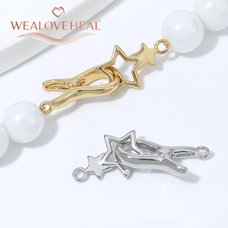 1 Stück 18K vergoldeter Messing-Doppelstern-Druckverschluss, Schnappverschluss für DIY-Perlenkette, Armband, Schmuckherstellung. – Detail 19
