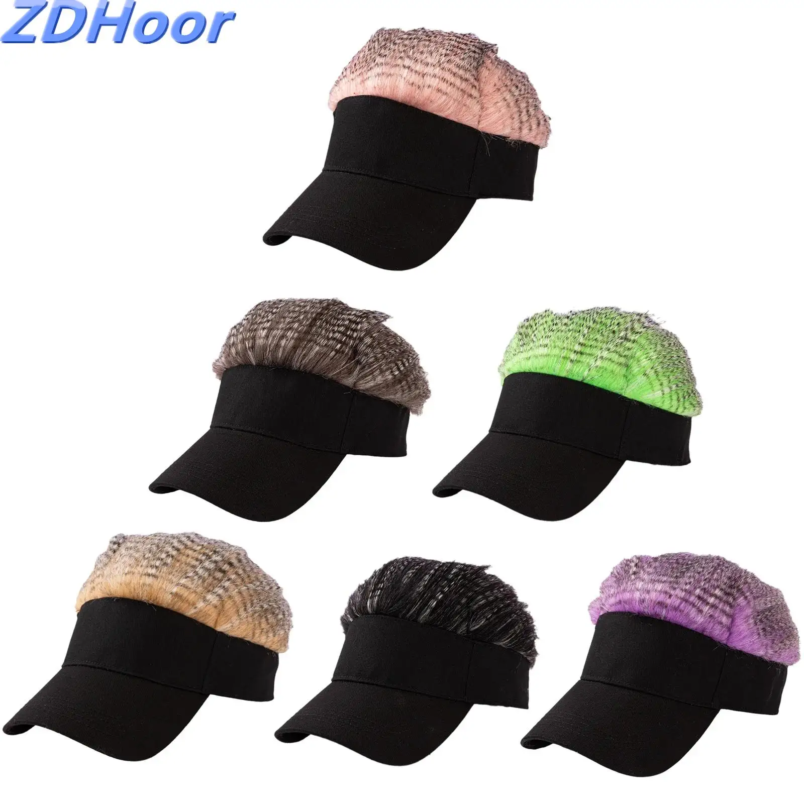 

Baseball Cap Wig Cap with Fake Hairs Funny Personality Hat Sun Hats Novelty Baseball Wig Caps for Men