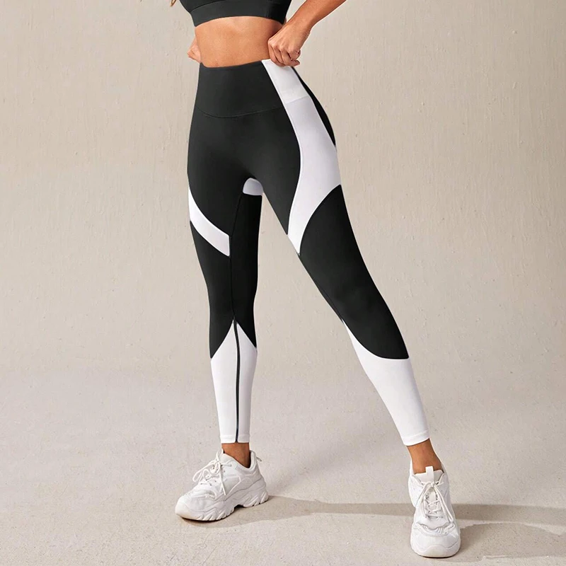 Colorblocked High Waist Yoga Pants Leggings for Women Tummy Control Workout Leggings for Women image 3