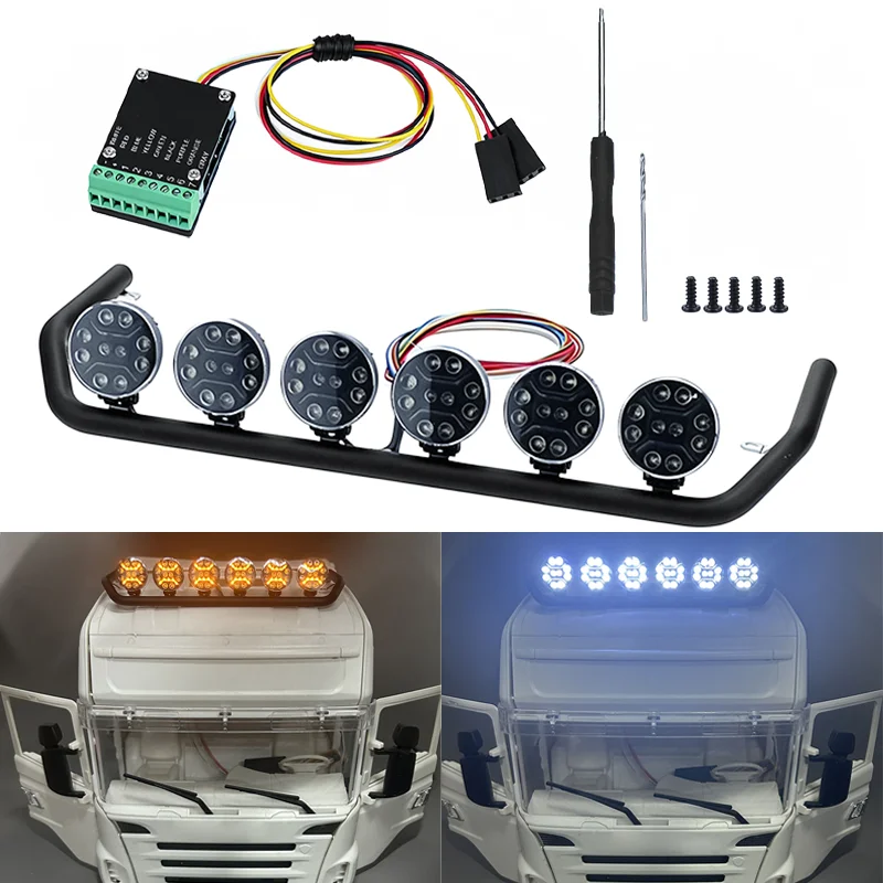 1:14th Scale roof Rotating Spotlight with Multi-mode Light Controller for Tamiya RC Dump Truck SCANIA 770S R620 VOLVO ACTROS Car