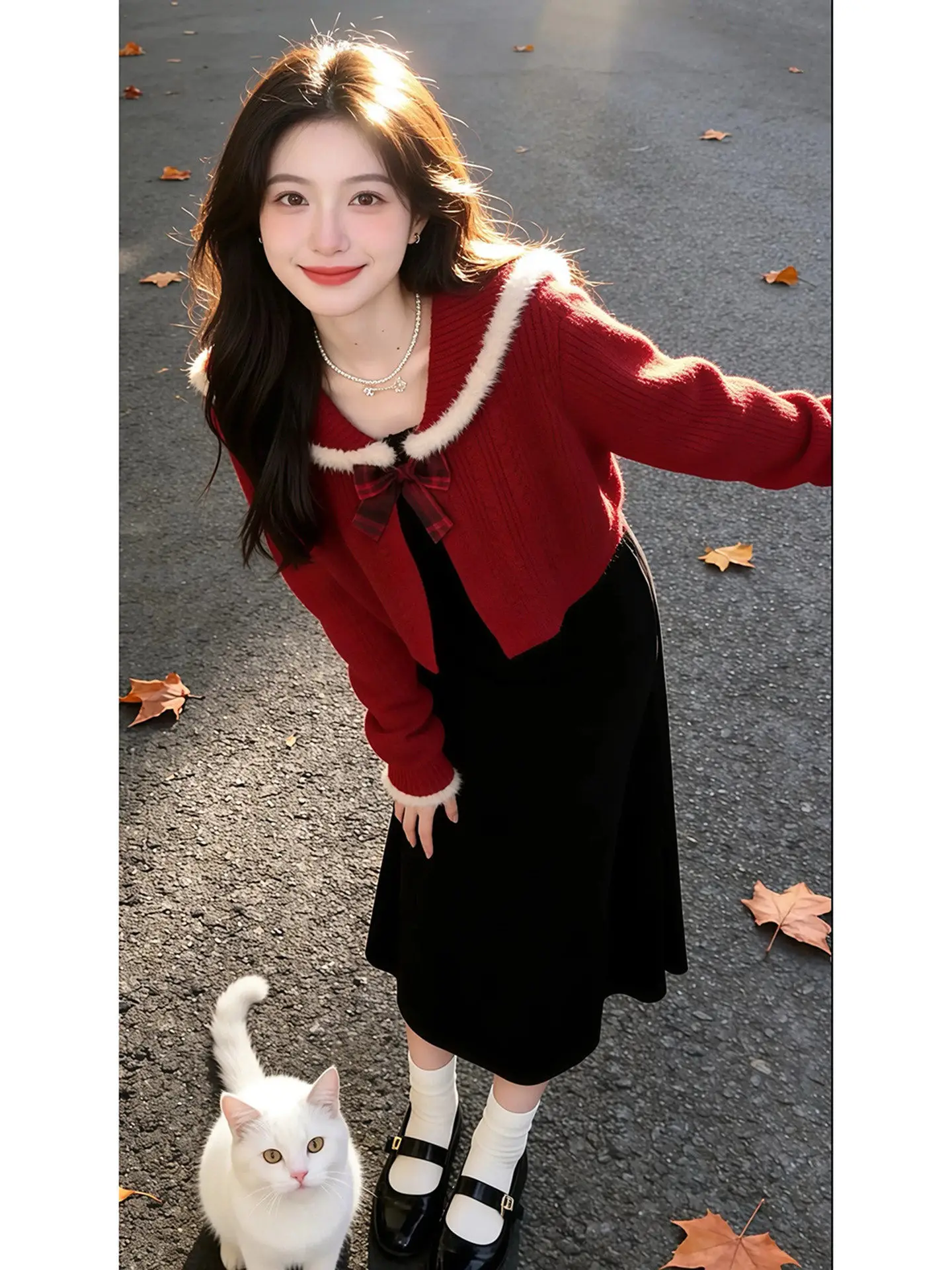 

Chic Plaid Knot Open Cardigan And Dr Set Women's Faion Spring Outfit High Waist Trousers Korean Sle Long Sve