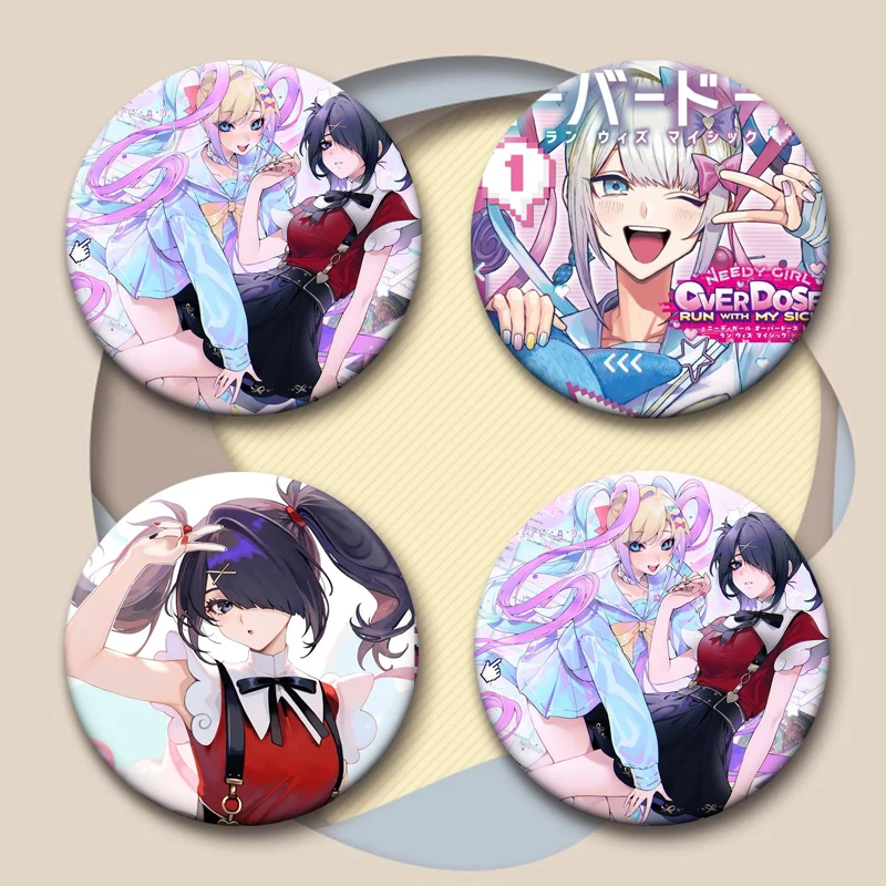 Needy Streamer Overload Brooches for Backpack Anime Figure Rain Lapel Pins Cartoon Cosplay Badge Accessories Clothes Decoration