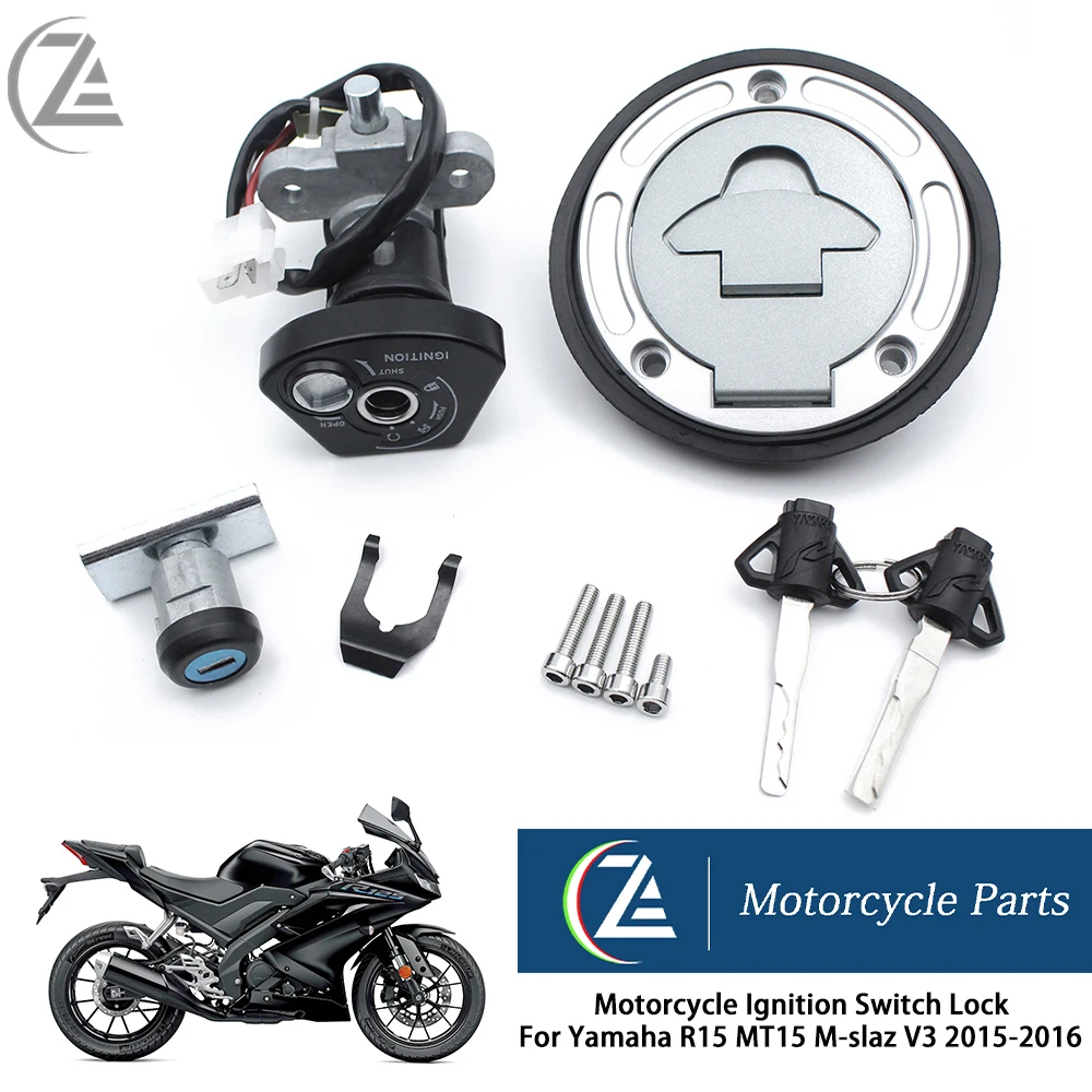 

ACZ Motorcycle Lock Key Tank Cover Seat Set Ignition Gas Cap Fuel For Yamaha R15 MT15 M-slaz V3 2017-2021 12V MT-15