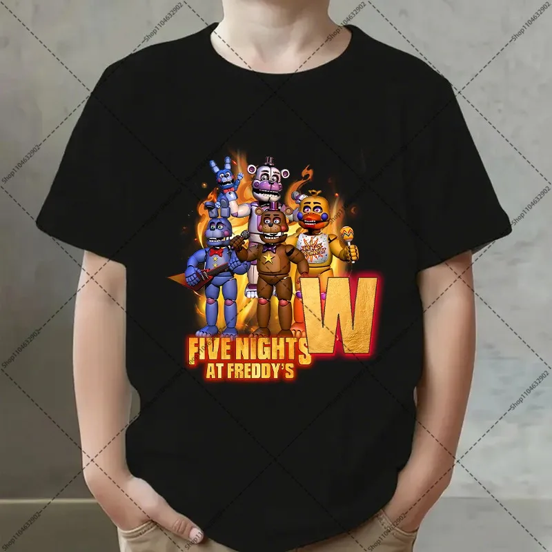 FNAF Short Sleeve Five Nights At Freddys Boys Girls Tee Cartoon Print T-shirt Summer Comfortable Kids Clothes Birthday Gifts New - view 4