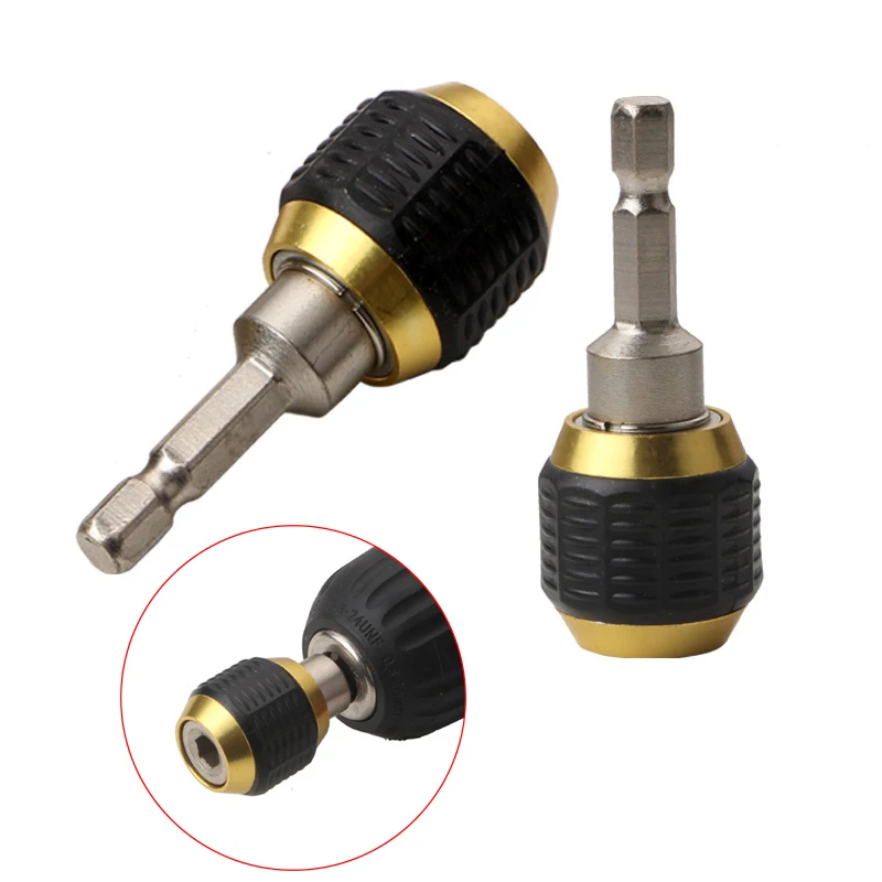 60mm Keyless Drill Chuck Screwdriver Impact Driver Adaptor 1/4 \'\' Hex Shank Drill Bit Tool Quick Change Convertor Adapter Tools