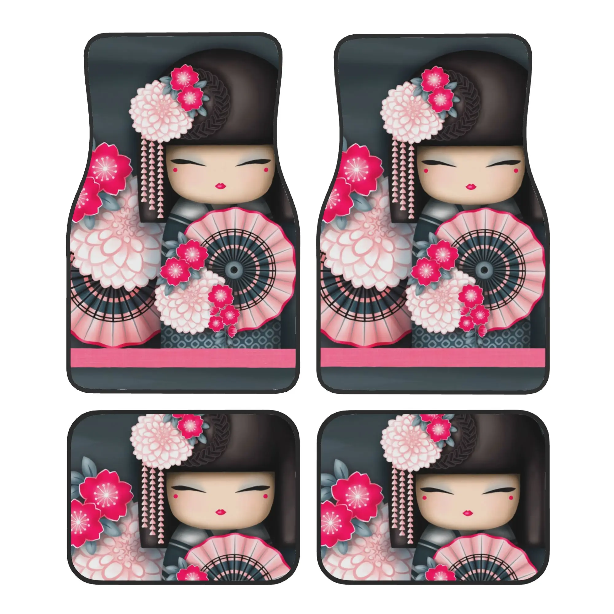 tapetes-de-carro-em-veludo-cristal-com-estampa-de-boneca-japonesa-sakura-kokeshi-conjunto-de-4-pecas-para-carros-universais-dianteiros-e-traseiros