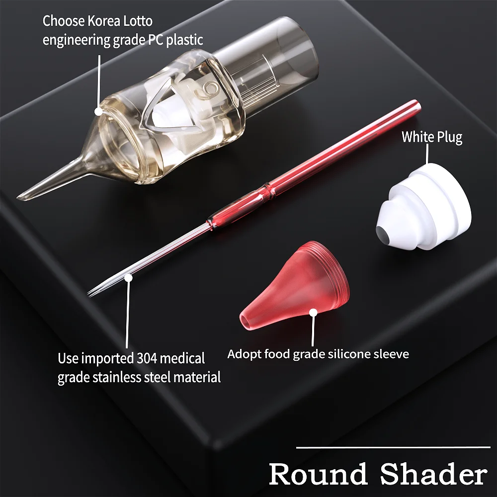 20pcs NOIR RS Cartridge Tattoo Needles Sterilized Disposable Round Shader Permanent Makeup Machine Rotary Tattoo Pen Supplies