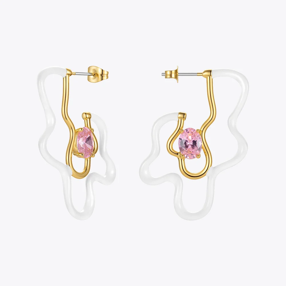 ENFASHION Irregular White Flower Dangle Earrings For Women Gold Color Fashion Jewelry Zircon Piercing Drop Earring Aretes E1332