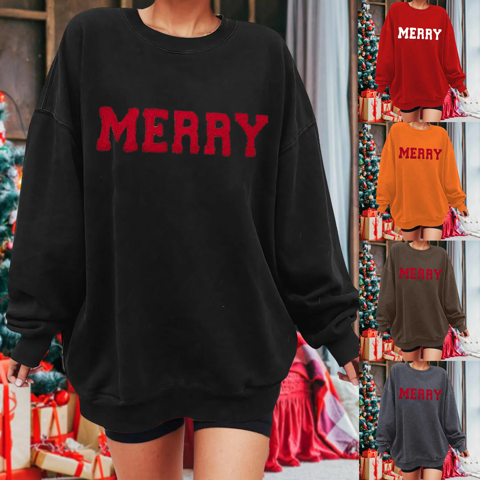 

Fuzzy Zip up Hoodie Women's Christmas Crew Neck Sweatshirt Long Sleeve Fleece Sweatshirt Holiday Pattern Shirt Small Hoodie