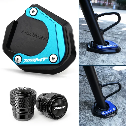 Para CFMOTO 700MT MT700 CF 700 MT 2025 accesorios de aluminio almohadilla agrandada para motocicleta soporte lateral tapas de válvula de neumático