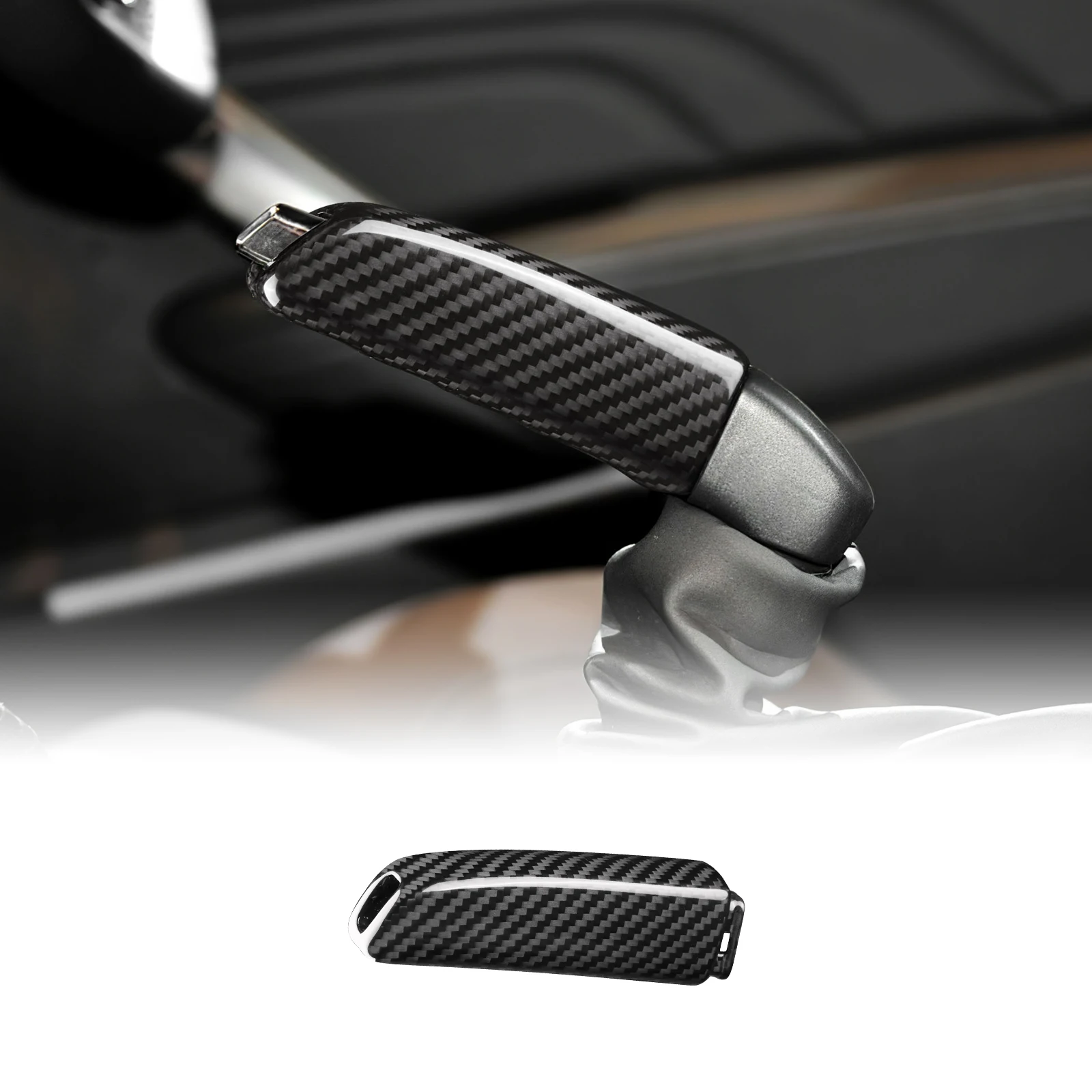 For 2010 2011 2012 2013 2014 2015 Peugeot RCZ Real Hard Carbon Fiber Handbrake Handle Replacement Interior Parking Brake Grip