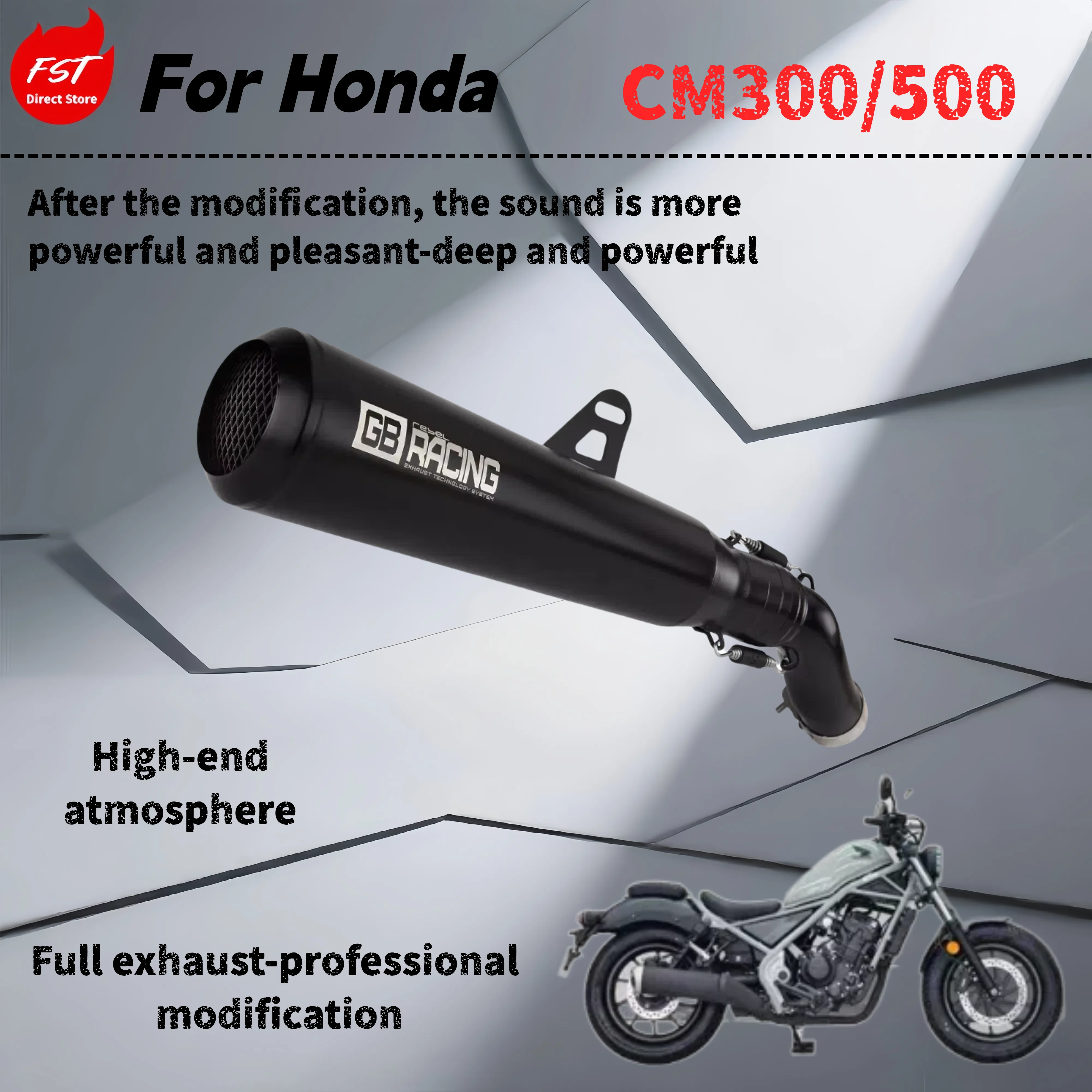 

For Honda CM300/CM500-Modified full exhaust pipe-the sound is deep, rich and powerful