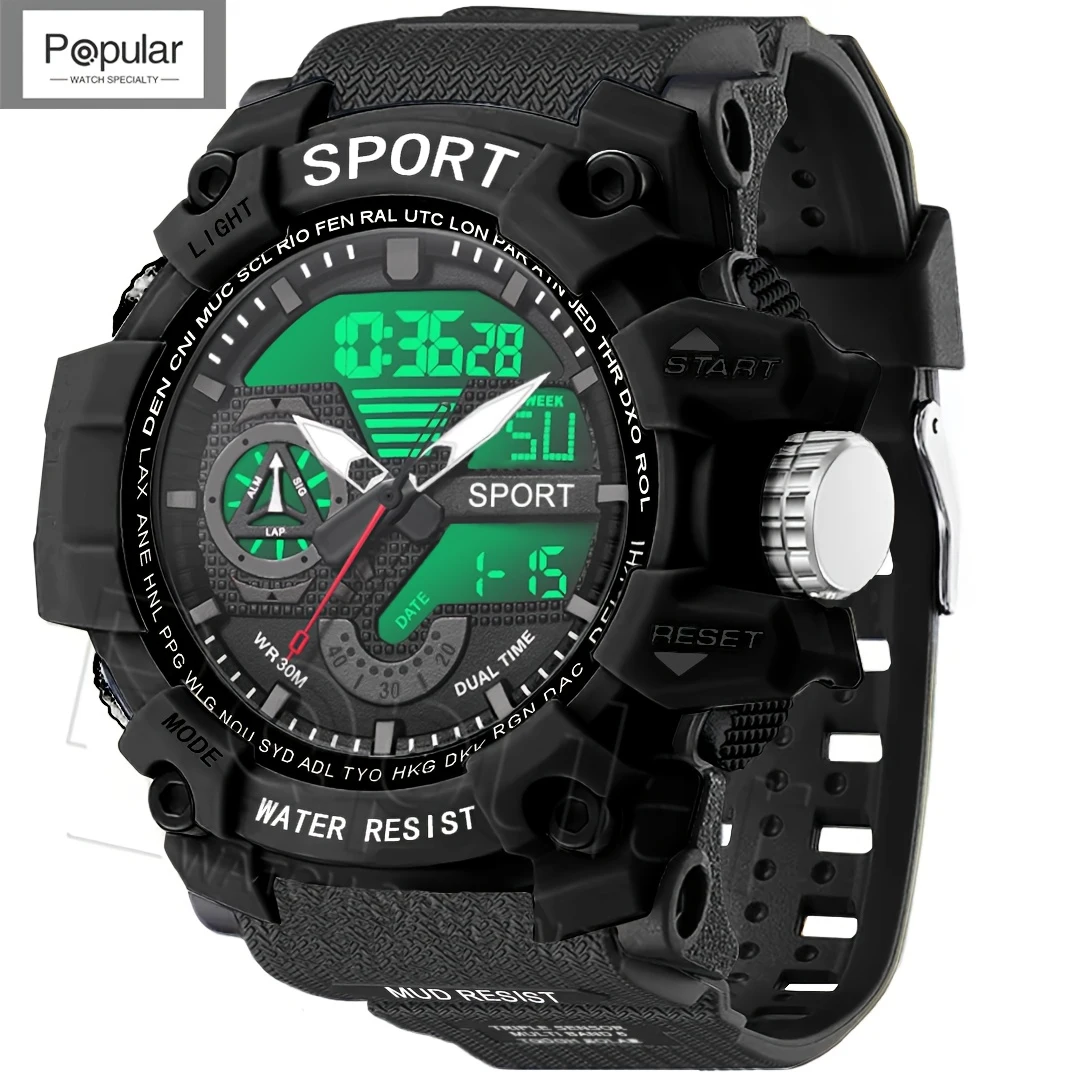 Fashion Sport Watches Men Shock Resistant  Wristwatch LED Alarm Stopwatch Clock Military  Men Watch