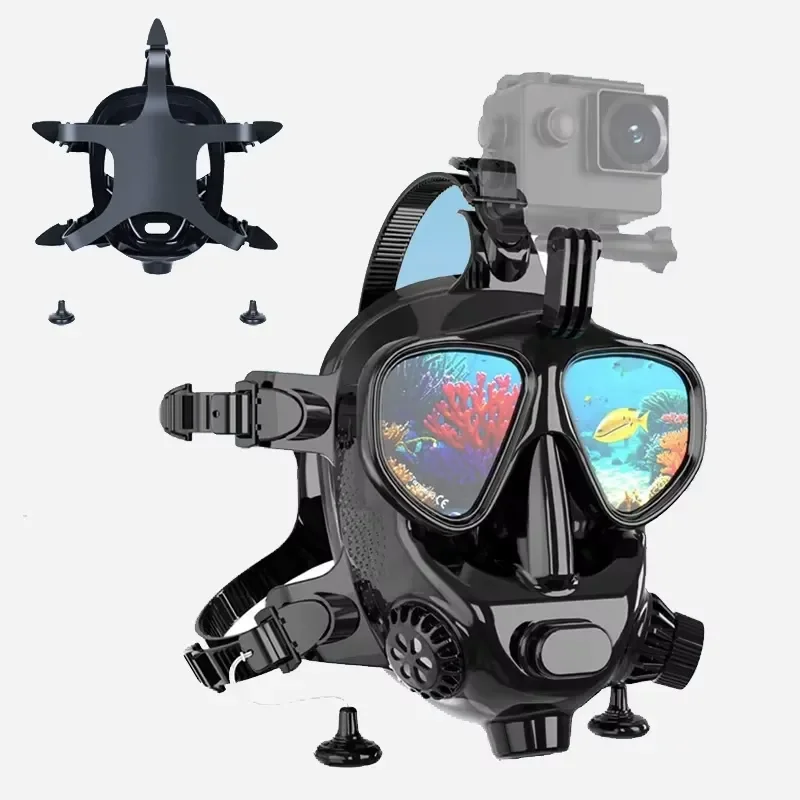 Professional Adult Snorkeling Mask Anti Fog Tempered Glass Lens Full Face Diving Goggles for Deep Sea Swimming Water Sports