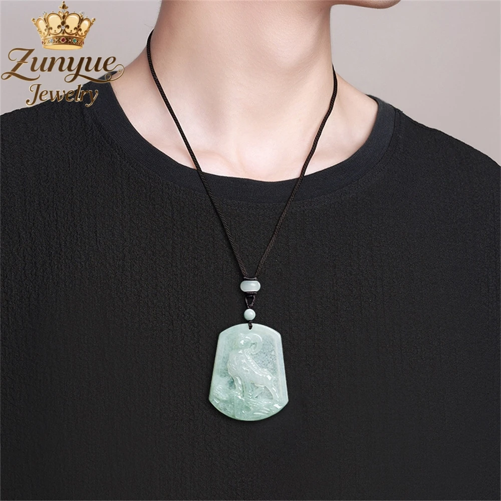 High-End Natural Emerald Zodiac Sheep Pendant Luxury Quality Fashion Fine Jewelry Exquisite Elegant Popular Charms Young Gift