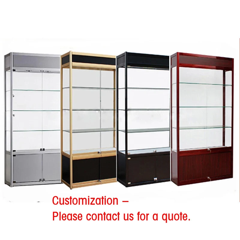 

custom.Aluminum Alloy Frame Tempered Glass Display Cabinet LED Lighting Modern Simple Design Durable Construction Tiered Shelves