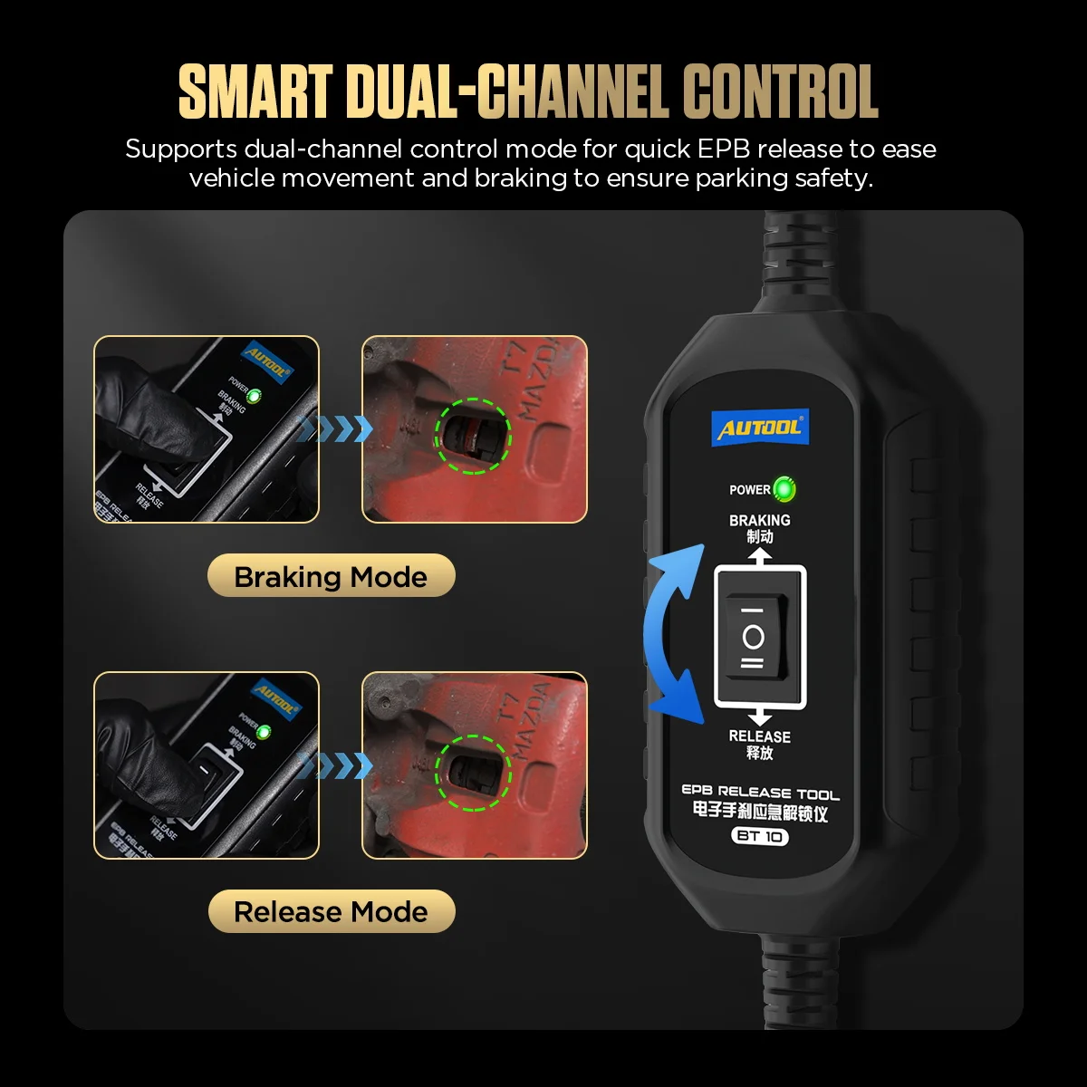 

Диагностический инструмент для автомобилей: Умное двухканальное устройство для экстренного разблокирования EPB с защитой от многократных циклов и функцией помощи на дорогах