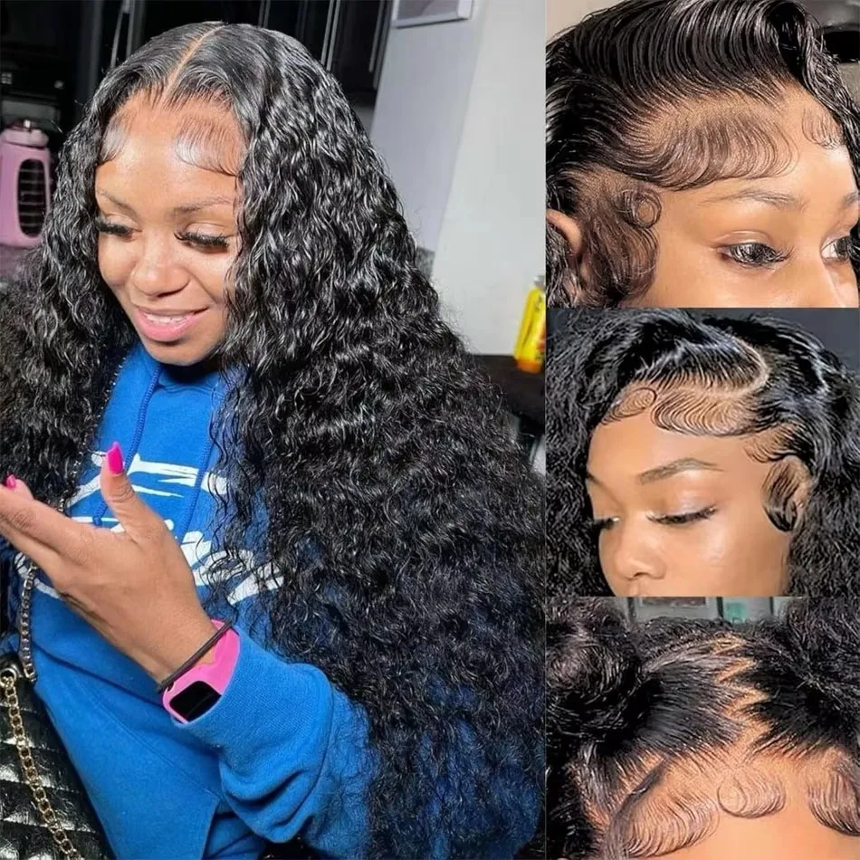 Smilegirl Invisible Strap 360 Full HD Lace Wig Deep Water Wave Human Hair Wig 34Inch Lace Frontal Wig Drawstring 13x4 13x6 HD Lace Frontal Wig Glueless Wigs