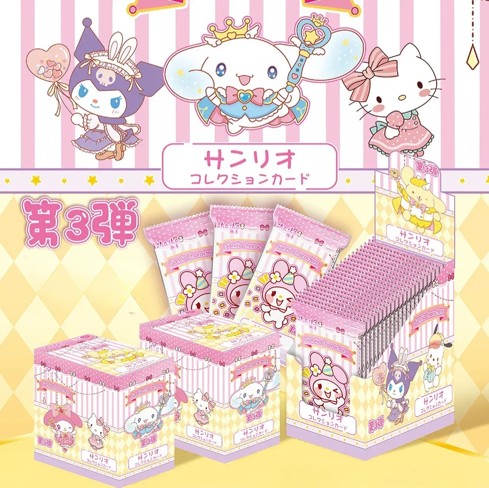 

New 2025 Sanrio Collectible Cards Hello Kitty Kuromi Melody Cinnamoroll Kawaii Cartoon Shining Game Trading Card Children Gifts