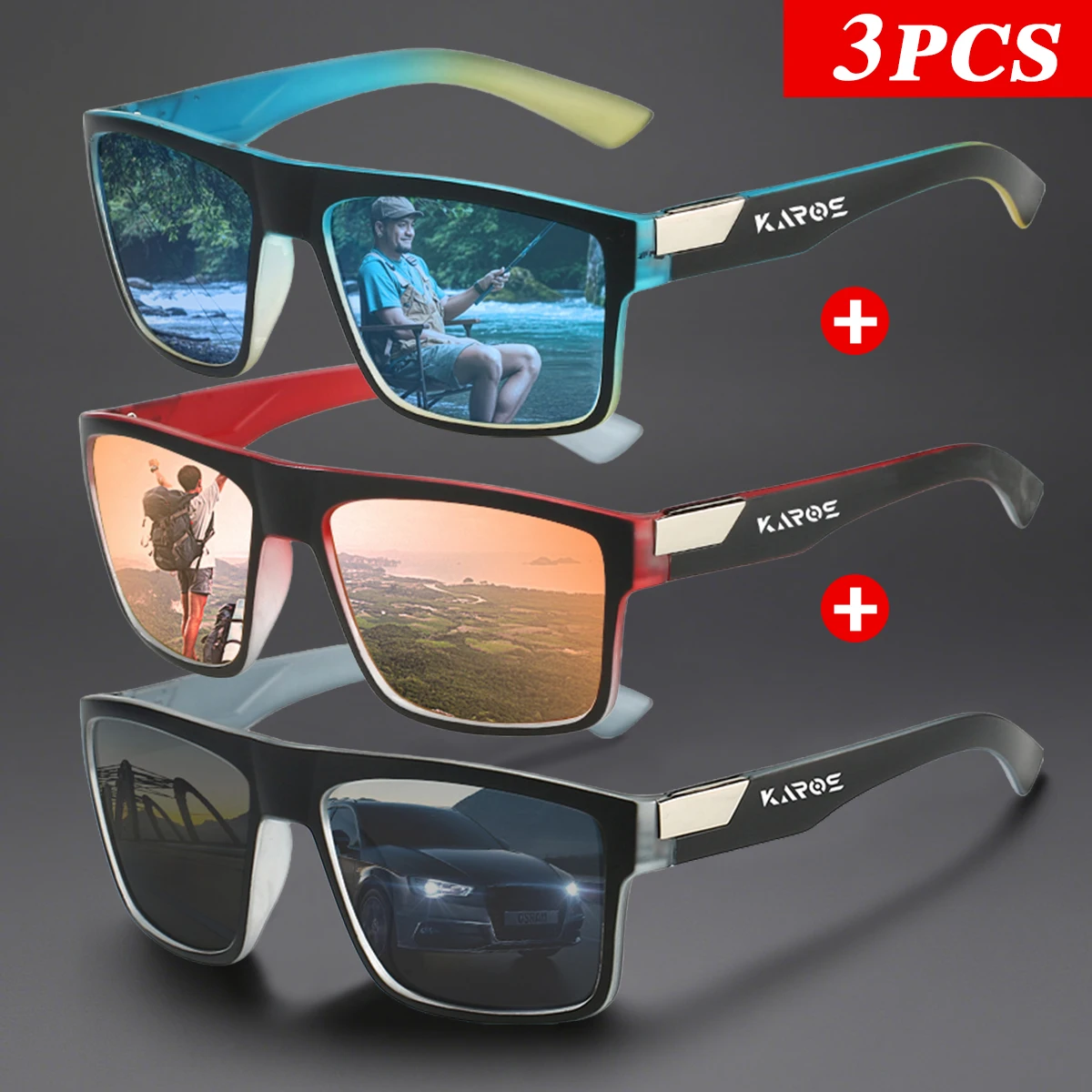 3 Teile/satz Karos Polarisierte Sport Sonnenbrille UV400 Schutz Für Männer und Frauen Angeln Radfahren Fahren Camping Wandern Gläser
