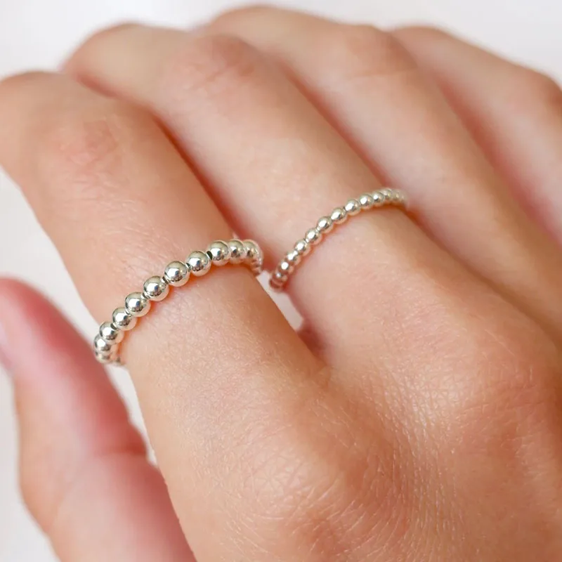 Crystal Ring Stackable  Bead  Boho  Birthstone  Chain Ring - view 3