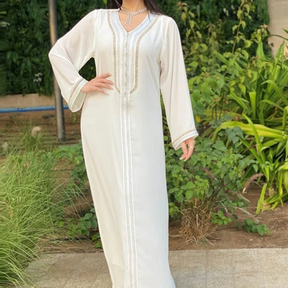 

2025 Muslim fashion women's clothing embroidery rope embroidery Middle East foreign trade robe Arabic dres-GZXX531