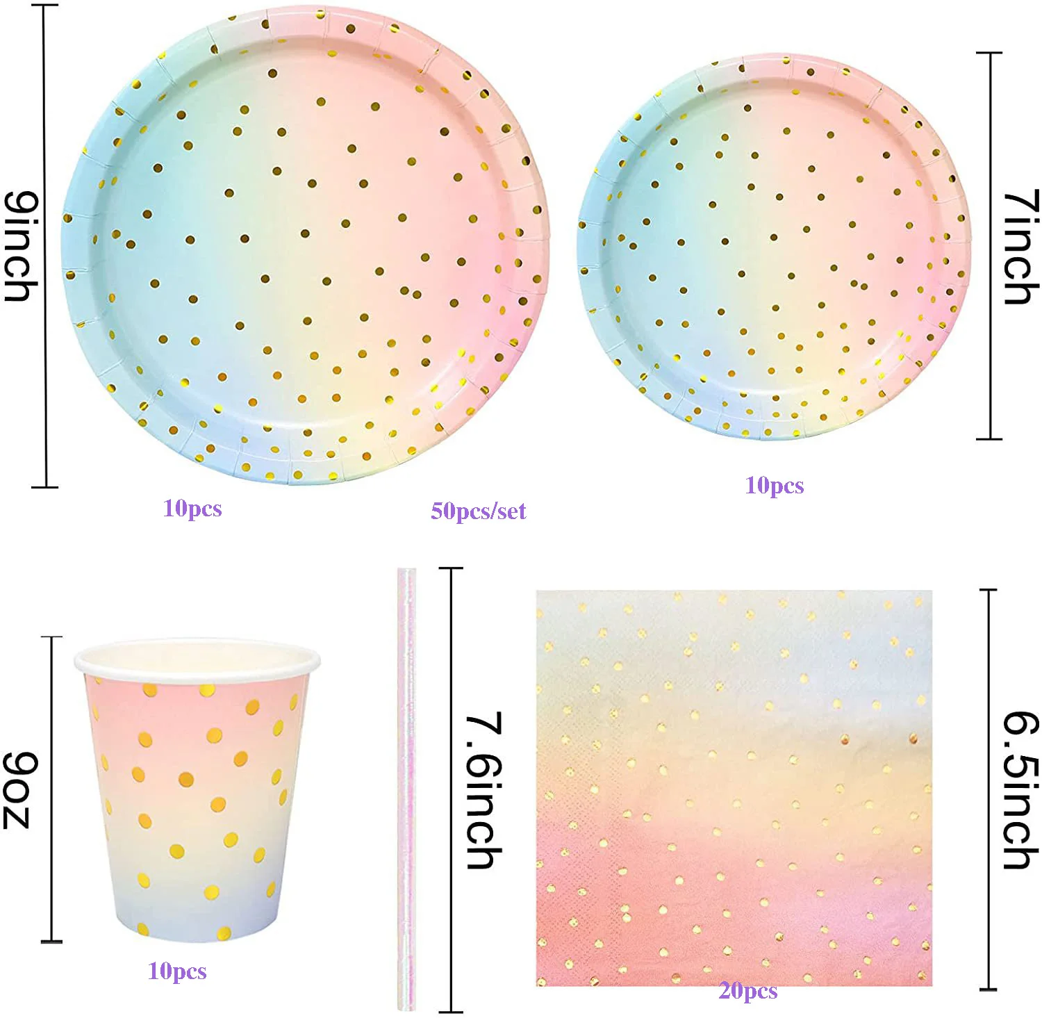 Tęczowe tłoczenie na gorąco Dekoracje urodzinowe Jednorazowa zastawa stołowa Serwetki Papierowy kubek Słomka Kild's Baby Shower Party Supplies — zdjęcie 4