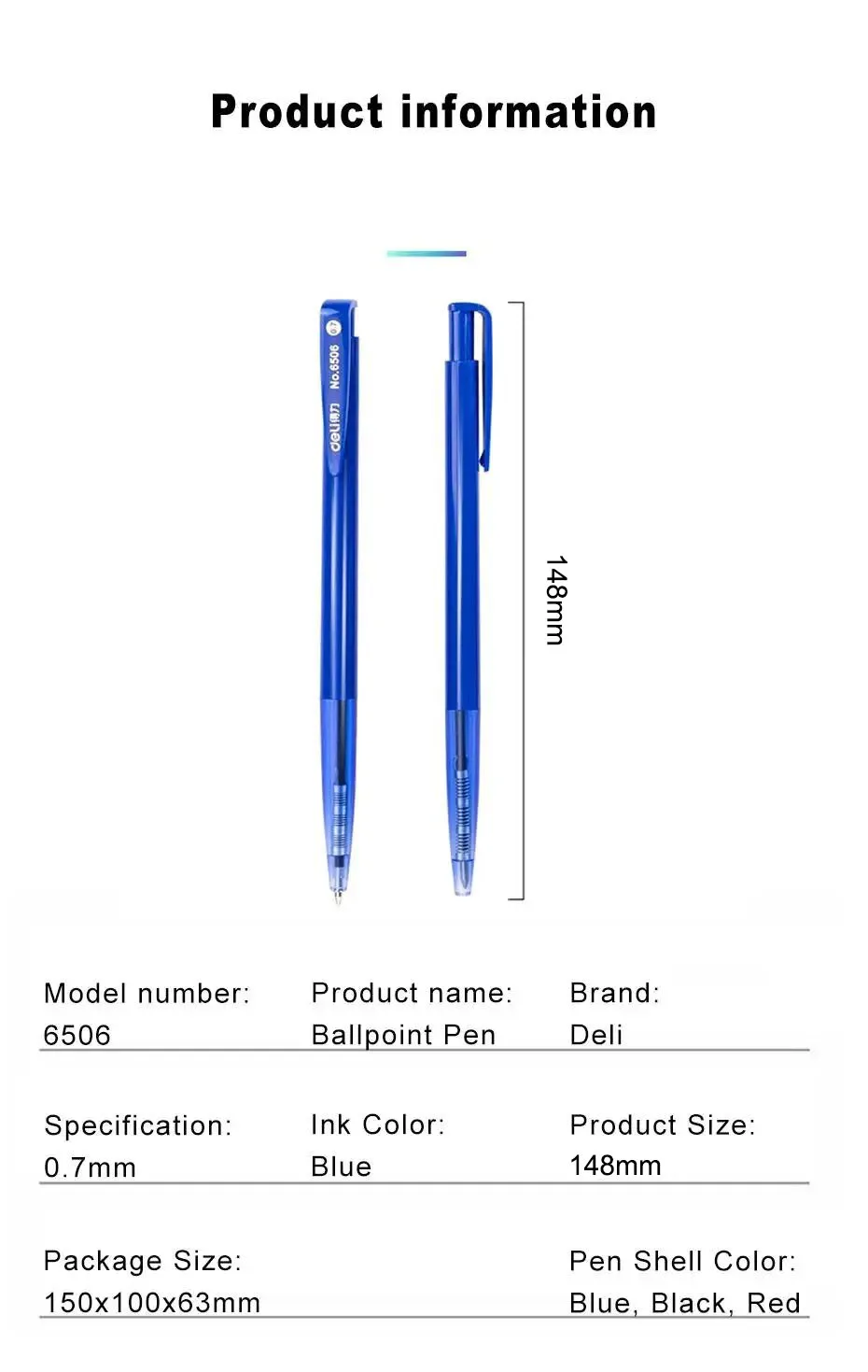 Deli 6/12 stücke Kugelschreiber Set 0,7mm Schwarz Blau Rot Tinte Stifte Schreibwaren Liefert Student Schreiben Prüfung Unterschrift stift Kinder Geschenk – Detail 10