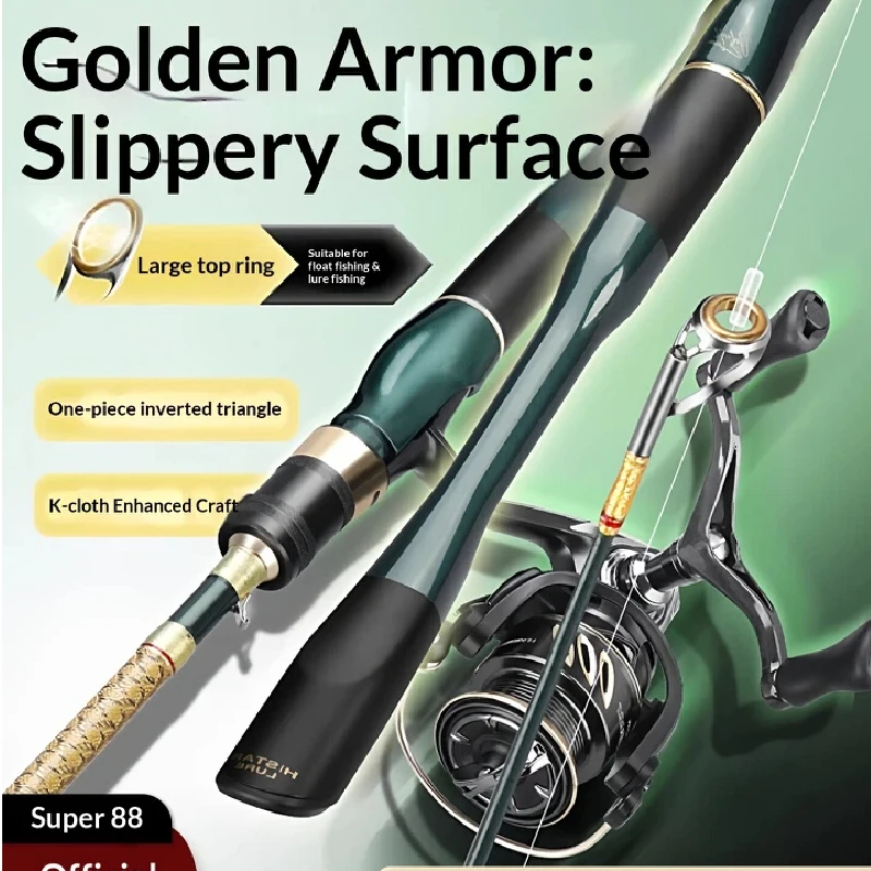 

Hasida Golden Armor Lure Fishing Rod Large Guide Ring Long Cast Sliding Float Spinning Reel Combo K Cloth Reinforced For Anglers