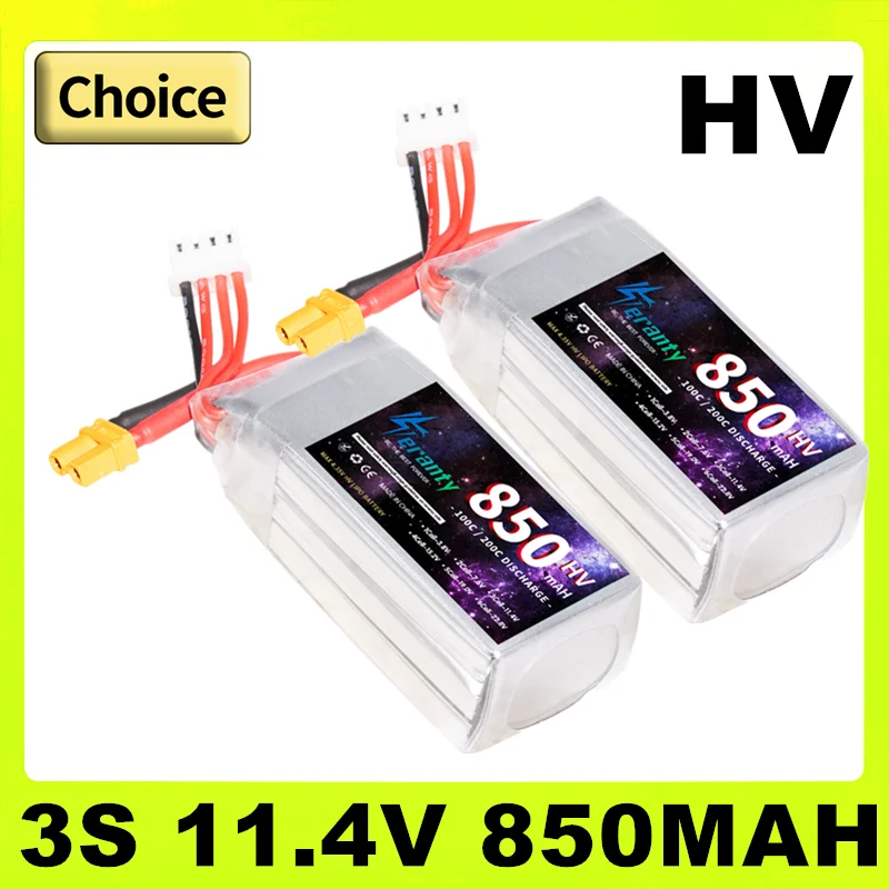 TERANTY 3S 11.4V Lipo Battery 850mAh 100C HV With XT30 T XT60 Plug For RC FPV Drone Quadcopter Helicopter Airplane